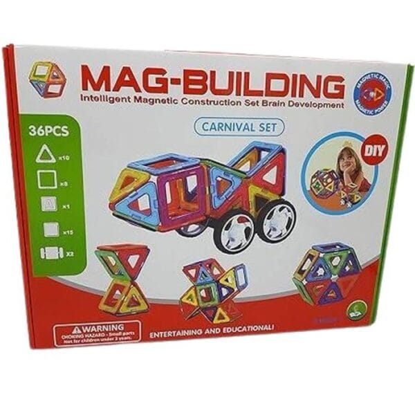 MAG-BUILD – لعبة تعليمية ممتعة للبناء المغناطيسي – 36 قطعة