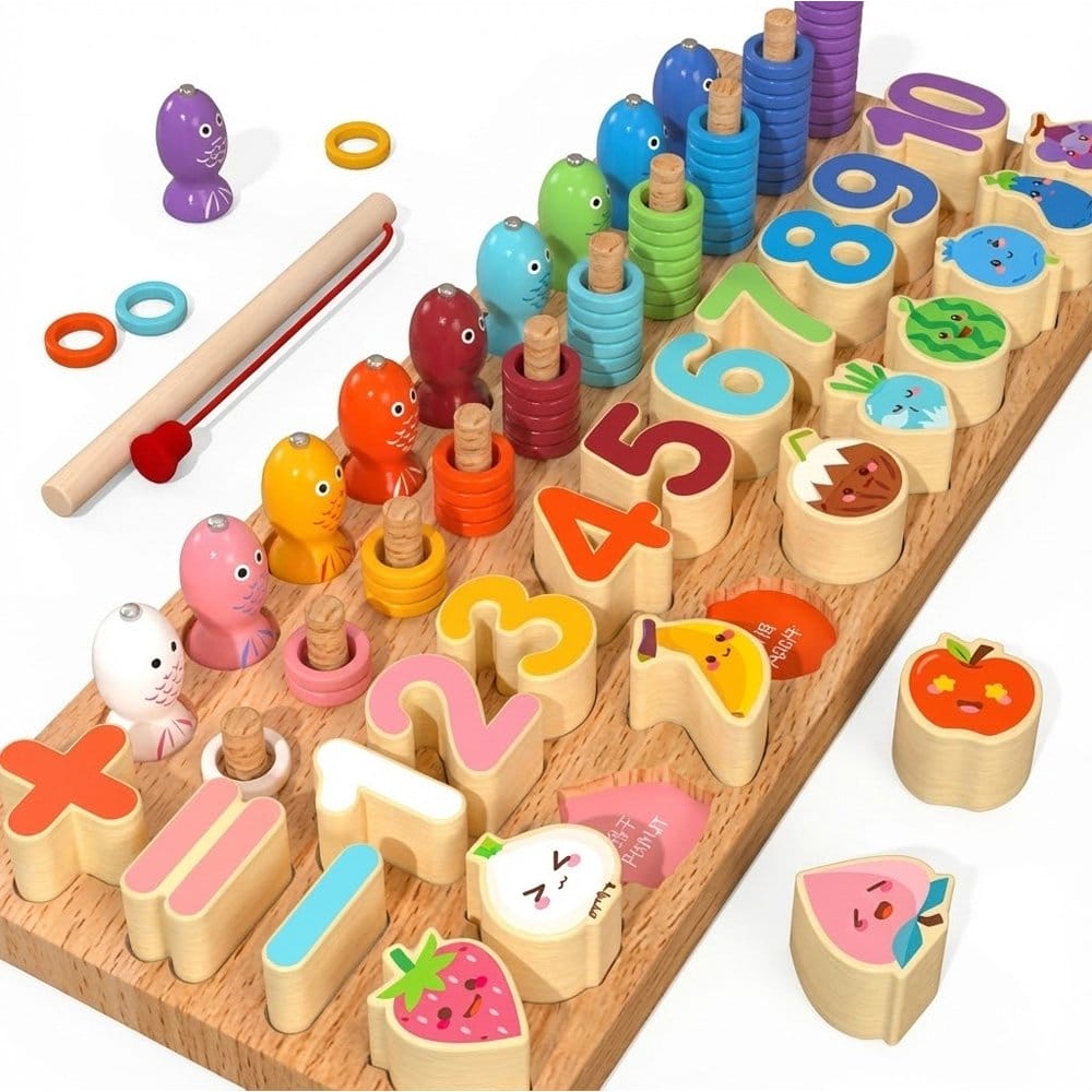 لوح الأنشطة الخشبي منتسوري للتعليم المبكر 7 في 1 للأطفال